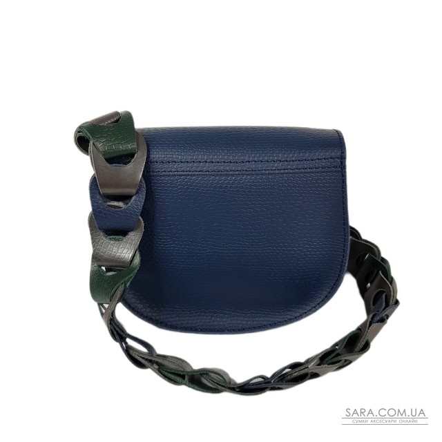 Сумка жіноча "Кенді" ремінь-плетіння натуральна шкіра, синя матова, тиснення рептилія Сумка жіноча "Кенді" ремінь-плетіння натуральна шкіра, синя матова, тиснення рептилія