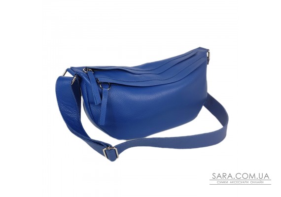 Сумка жіноча бананка "Джой" натуральна шкіра, синій флотар