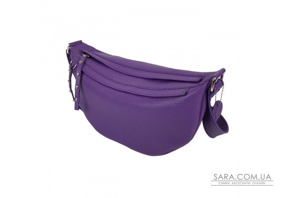 Сумка жіноча бананка "Джой" натуральна шкіра, фіолетовий флотар