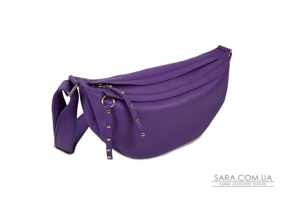 Сумка жіноча бананка "Джой" натуральна шкіра, фіолетовий флотар
