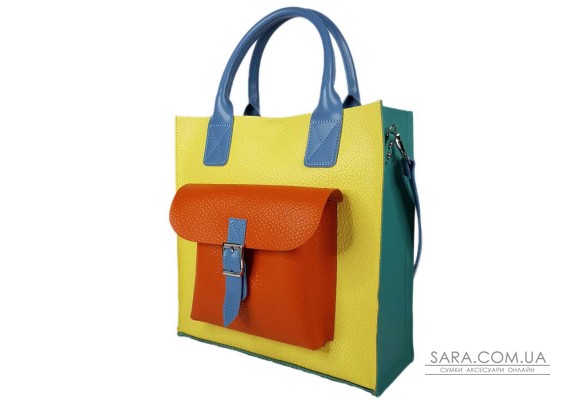 Сумка женская "ГАРДА" натуральная кожа, желтый/бирюза/оранжевый/голубой Сумка женская "ГАРДА" натуральная кожа, желтый/бирюза/оранжевый/голубой