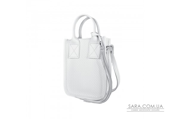 Сумка жіноча "Амелі"" натуральна шкіра, біла з тисненням плетінка