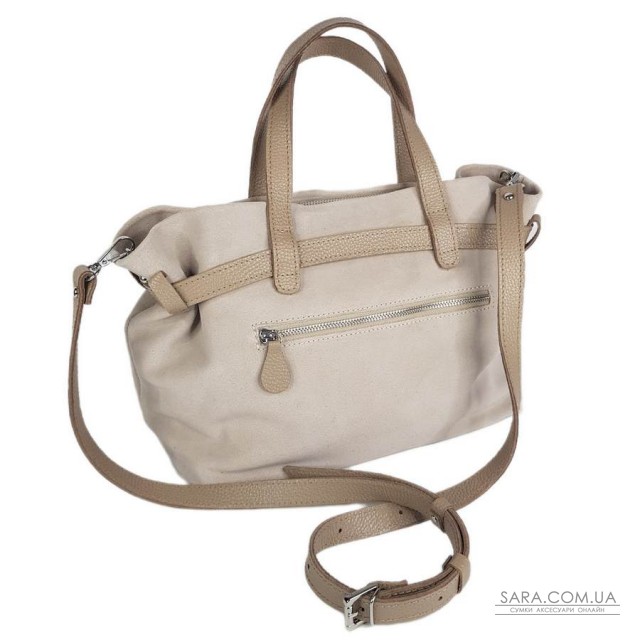 Сумка женская "Хлоя-плюс" натуральная кожа, бежевая (слоновая кость) флотарь/замш Сумка женская "Хлоя-плюс" натуральная кожа, бежевая (слоновая кость) флотарь/замш