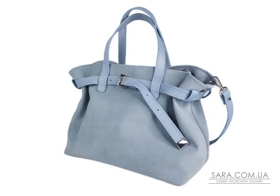 Сумка женская "Хлоя-плюс" натуральная кожа, серо-голубая флотарь/замш Сумка женская "Хлоя-плюс" натуральная кожа, серо-голубая флотарь/замш