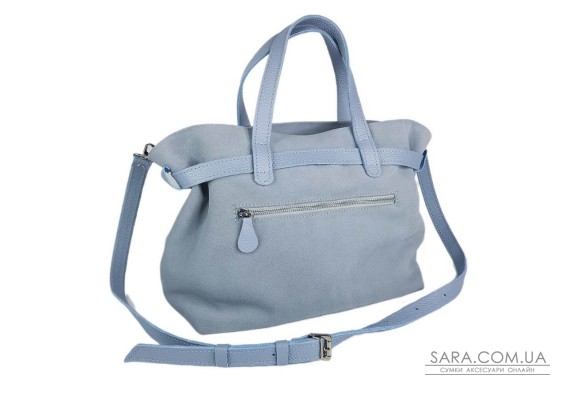 Сумка женская "Хлоя-плюс" натуральная кожа, серо-голубая флотарь/замш Сумка женская "Хлоя-плюс" натуральная кожа, серо-голубая флотарь/замш