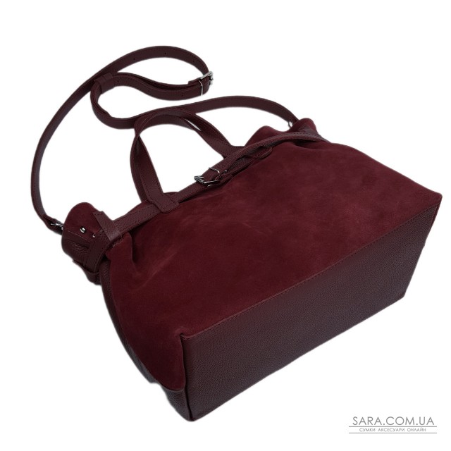Сумка женская "Хлоя-плюс" натуральная кожа, бордовая (бургунди) флотарь/замш Сумка женская "Хлоя-плюс" натуральная кожа, бордовая (бургунди) флотарь/замш
