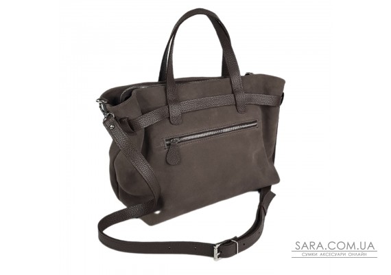 Сумка женская "Хлоя-плюс" натуральная кожа, коричневая (капучино) флотарь/замш