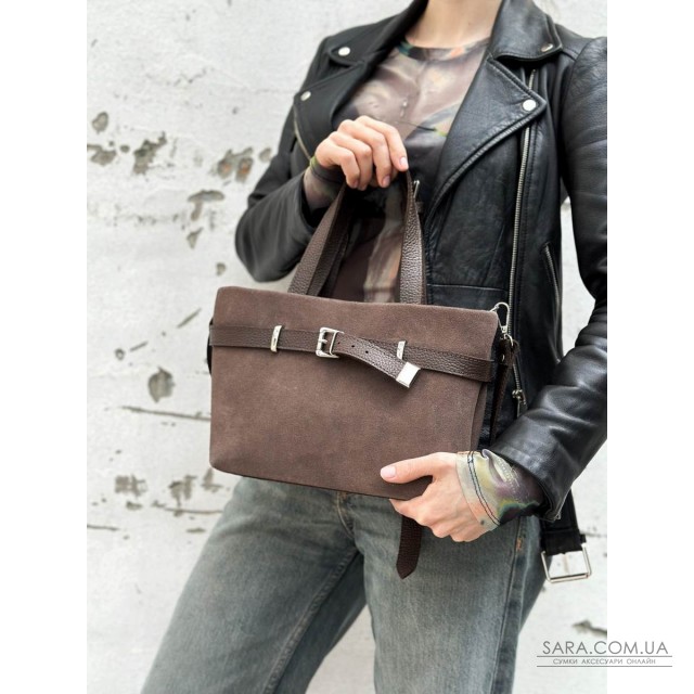 Сумка жіноча "Лоліта" натуральна шкіра та замша, коричнева (капучино) Сумка жіноча "Лоліта" натуральна шкіра та замша, коричнева (капучино)