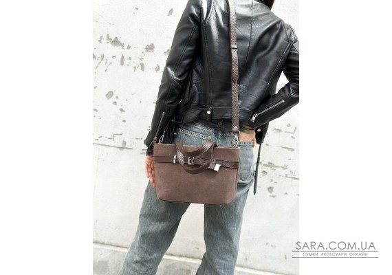 Сумка жіноча "Лоліта" натуральна шкіра та замша, коричнева (капучино)