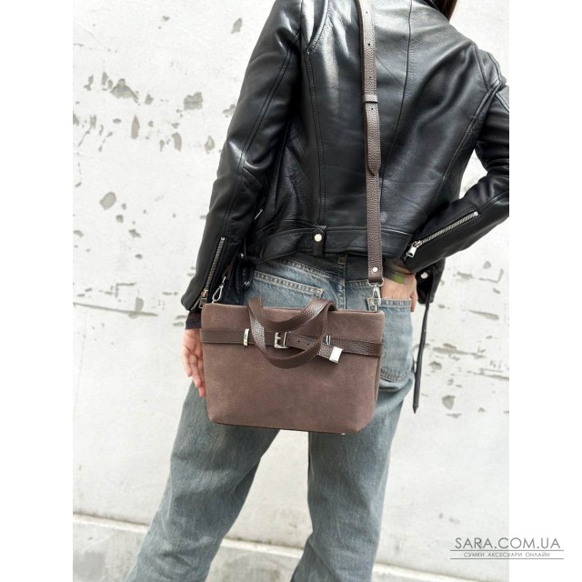 Сумка жіноча "Лоліта" натуральна шкіра та замша, коричнева (капучино) Сумка жіноча "Лоліта" натуральна шкіра та замша, коричнева (капучино)