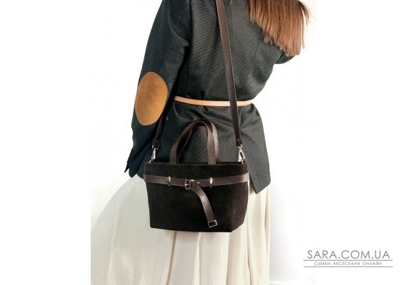 Сумка жіноча "Лоліта" натуральна шкіра та замша, коричнева (шоколад)