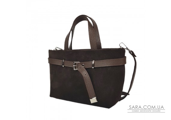 Сумка жіноча "Лоліта" натуральна шкіра та замша, коричнева (шоколад)