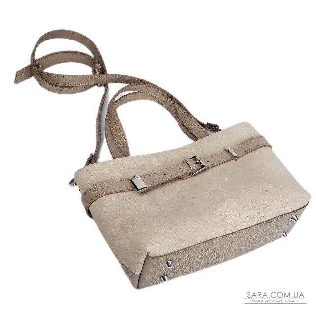 Сумка жіноча "Лоліта" натуральна шкіра та замша, бежева (слонова кістка) Сумка жіноча "Лоліта" натуральна шкіра та замша, бежева (слонова кістка)