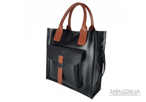 Сумка женская "ГАРДА" натуральная кожа, черная матовая комбинированная