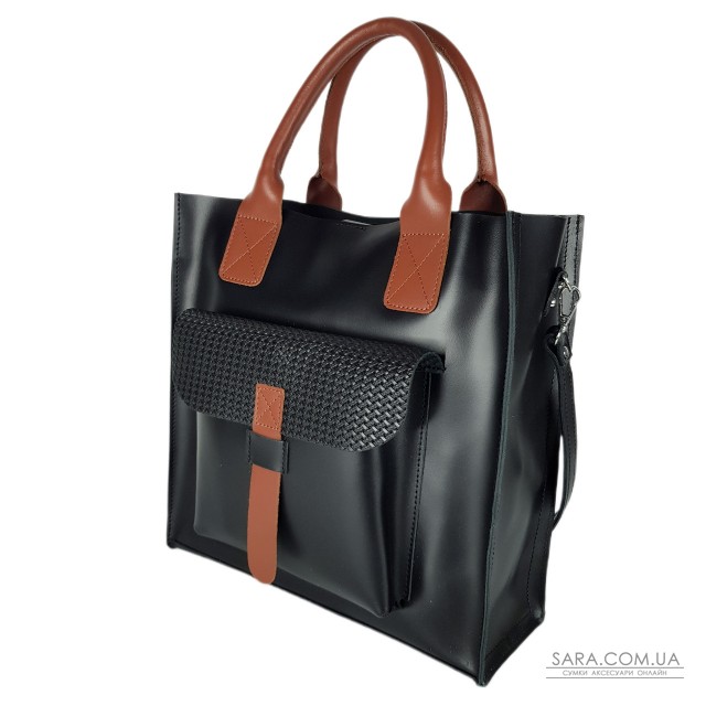 Сумка женская "ГАРДА" натуральная кожа, черная матовая комбинированная Сумка женская "ГАРДА" натуральная кожа, черная матовая комбинированная