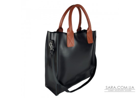 Сумка женская "ГАРДА" натуральная кожа, черная матовая комбинированная
