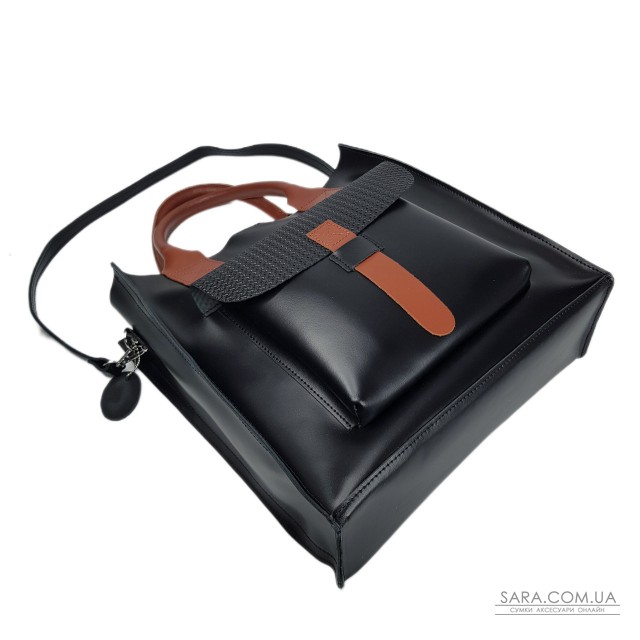 Сумка женская "ГАРДА" натуральная кожа, черная матовая комбинированная Сумка женская "ГАРДА" натуральная кожа, черная матовая комбинированная