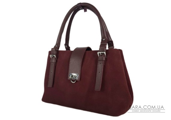 Сумка женская "Луиза" натуральная кожа, бордовая (бургунди), замш