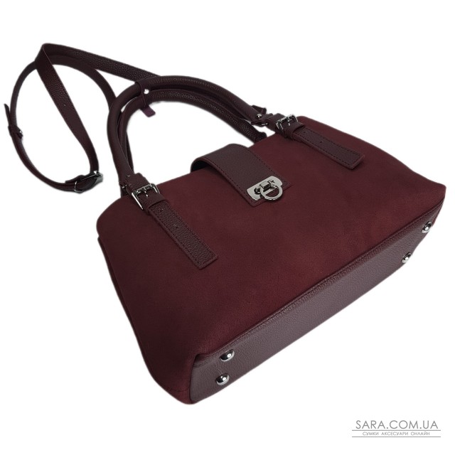 Сумка женская "Луиза" натуральная кожа, бордовая (бургунди), замш Сумка женская "Луиза" натуральная кожа, бордовая (бургунди), замш