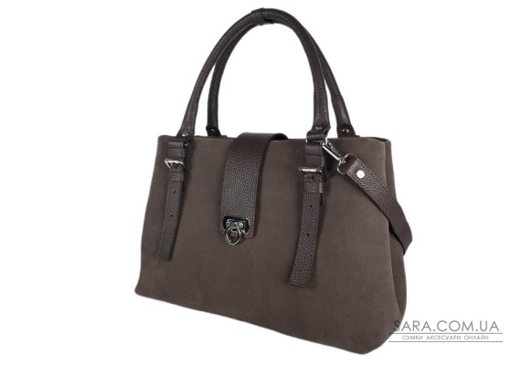 Сумка женская "Луиза" натуральная кожа, коричневая (капучино), замш