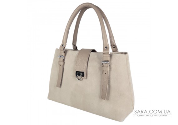 Сумка женская "Луиза" натуральная кожа, бежевая (слоновая кость), замш