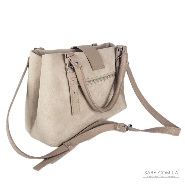 Сумка женская "Луиза" натуральная кожа, бежевая (слоновая кость), замш Сумка женская "Луиза" натуральная кожа, бежевая (слоновая кость), замш