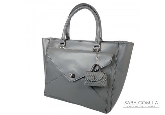 Сумка жіноча "Бона" натуральна шкіра, сіра матова