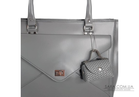 Сумка жіноча "Бона" натуральна шкіра, сіра матова