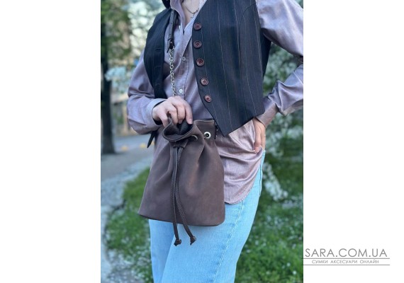 Сумка жіноча "Бель" натуральна шкіра, замша, коричневий (капучіно)