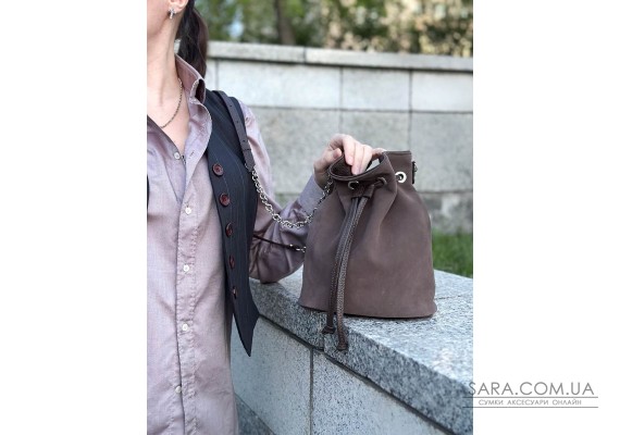 Сумка жіноча "Бель" натуральна шкіра, замша, коричневий (капучіно)