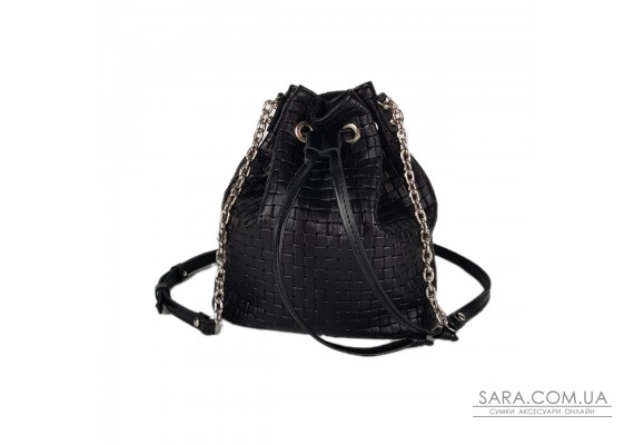 Сумка жіноча "Бель" натуральна шкіра, чорна плетіння вінето