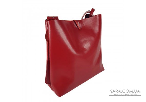 Сумка-шопер "Барбара" натуральна шкіра, червона матова