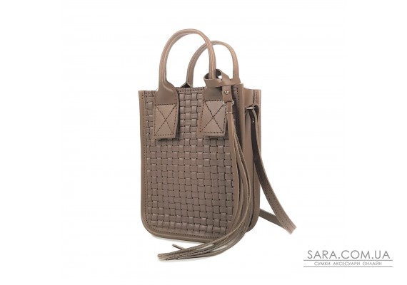 Сумка жіноча "Амелі"" натуральна шкіра, бежева (капучіно) з тисненням венето