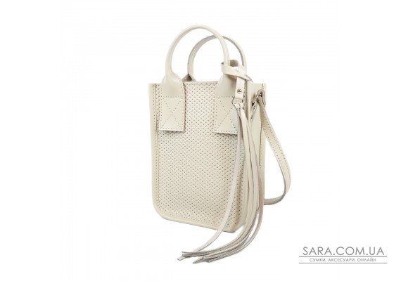 Сумка жіноча "Амелі"" натуральна шкіра, слонова кістка з тисненням плетінка