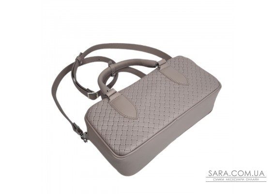 Сумка женская "Бриджит" натуральная кожа, цвет серо-сиреневая ,тиснение венетто