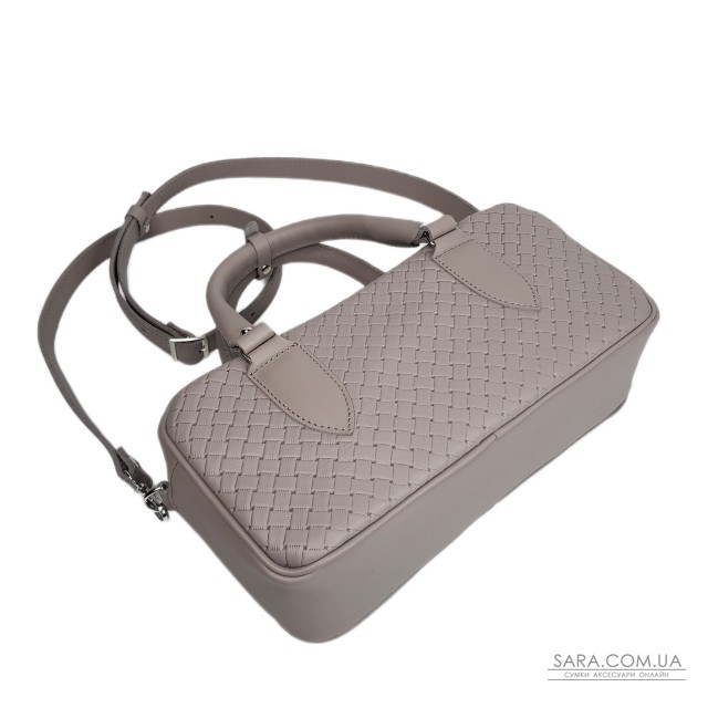 Сумка женская "Бриджит" натуральная кожа, цвет серо-сиреневая ,тиснение венетто Сумка женская "Бриджит" натуральная кожа, цвет серо-сиреневая ,тиснение венетто