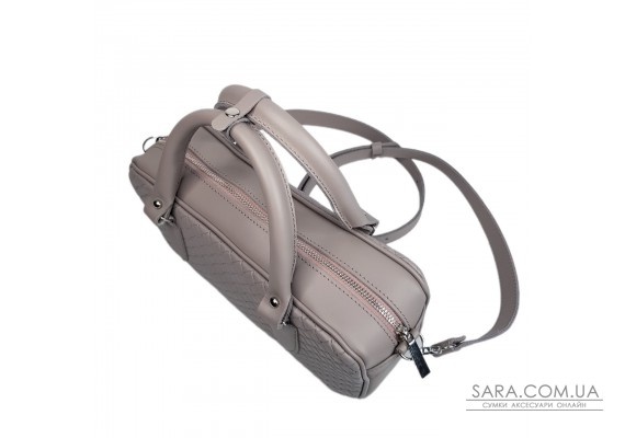 Сумка женская "Бриджит" натуральная кожа, цвет серо-сиреневая ,тиснение венетто