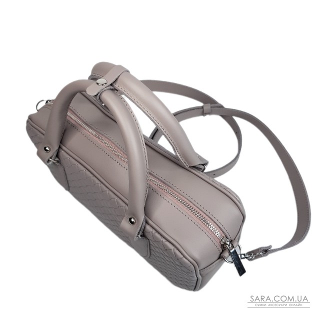 Сумка женская "Бриджит" натуральная кожа, цвет серо-сиреневая ,тиснение венетто Сумка женская "Бриджит" натуральная кожа, цвет серо-сиреневая ,тиснение венетто