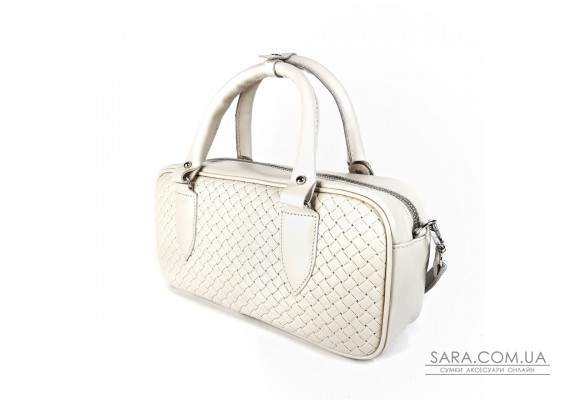 Сумка женская "Бриджит" натуральная кожа, цвет слоновая кость ,тиснение венетто