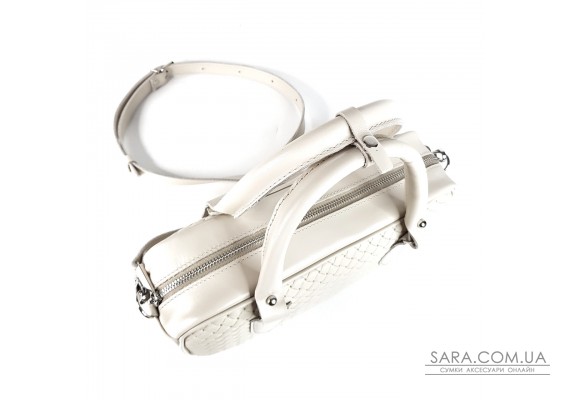 Сумка женская "Бриджит" натуральная кожа, цвет слоновая кость ,тиснение венетто