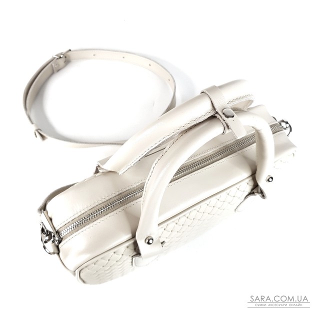 Сумка женская "Бриджит" натуральная кожа, цвет слоновая кость ,тиснение венетто Сумка женская "Бриджит" натуральная кожа, цвет слоновая кость ,тиснение венетто