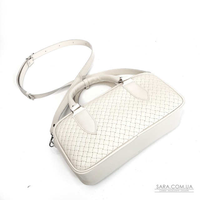 Сумка женская "Бриджит" натуральная кожа, цвет слоновая кость ,тиснение венетто Сумка женская "Бриджит" натуральная кожа, цвет слоновая кость ,тиснение венетто