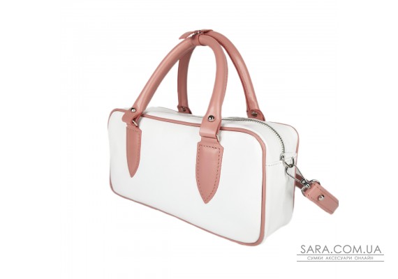 Сумка женская "Бриджит" натуральная кожа, цвет белая/розовый