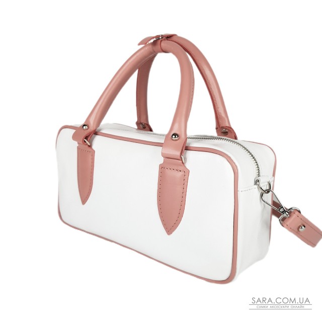 Сумка женская "Бриджит" натуральная кожа, цвет белая/розовый Сумка женская "Бриджит" натуральная кожа, цвет белая/розовый