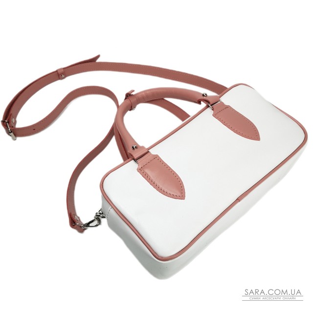 Сумка женская "Бриджит" натуральная кожа, цвет белая/розовый Сумка женская "Бриджит" натуральная кожа, цвет белая/розовый