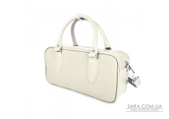 Сумка женская "Бриджит" натуральная кожа, цвет слоновая кость ,тиснение плетенка