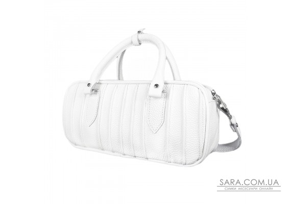 Сумка женская "Бриджит" натуральная кожа, белая ,тиснение флотарь