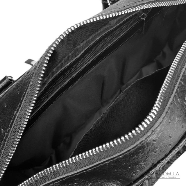 Сумка женская "Бриджит" натуральная кожа страуса (тиснение), черный Сумка женская "Бриджит" натуральная кожа страуса (тиснение), черный