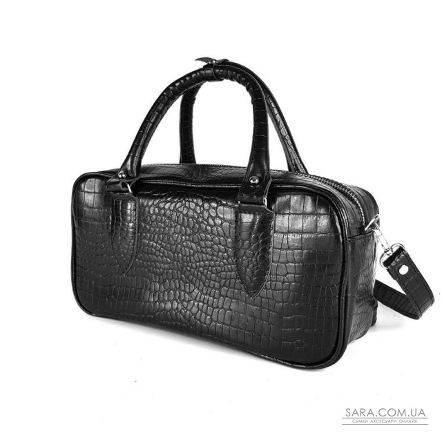 Сумка женская "Бриджит" натуральная кожа, черный  ,тиснение под крокодил Сумка женская "Бриджит" натуральная кожа, черный  ,тиснение под крокодил