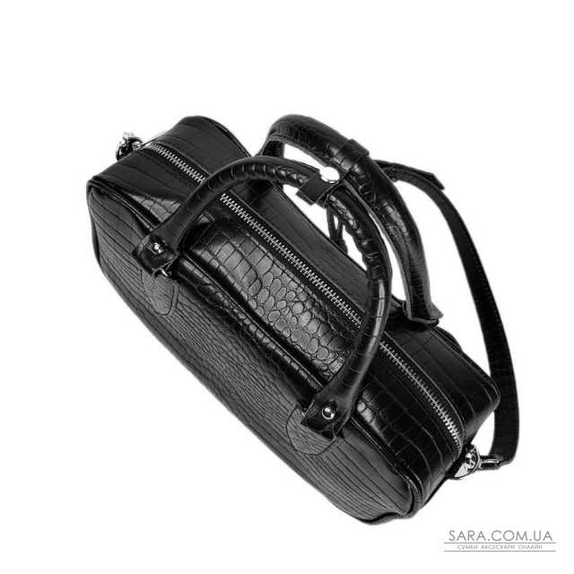 Сумка женская "Бриджит" натуральная кожа, черный  ,тиснение под крокодил Сумка женская "Бриджит" натуральная кожа, черный  ,тиснение под крокодил